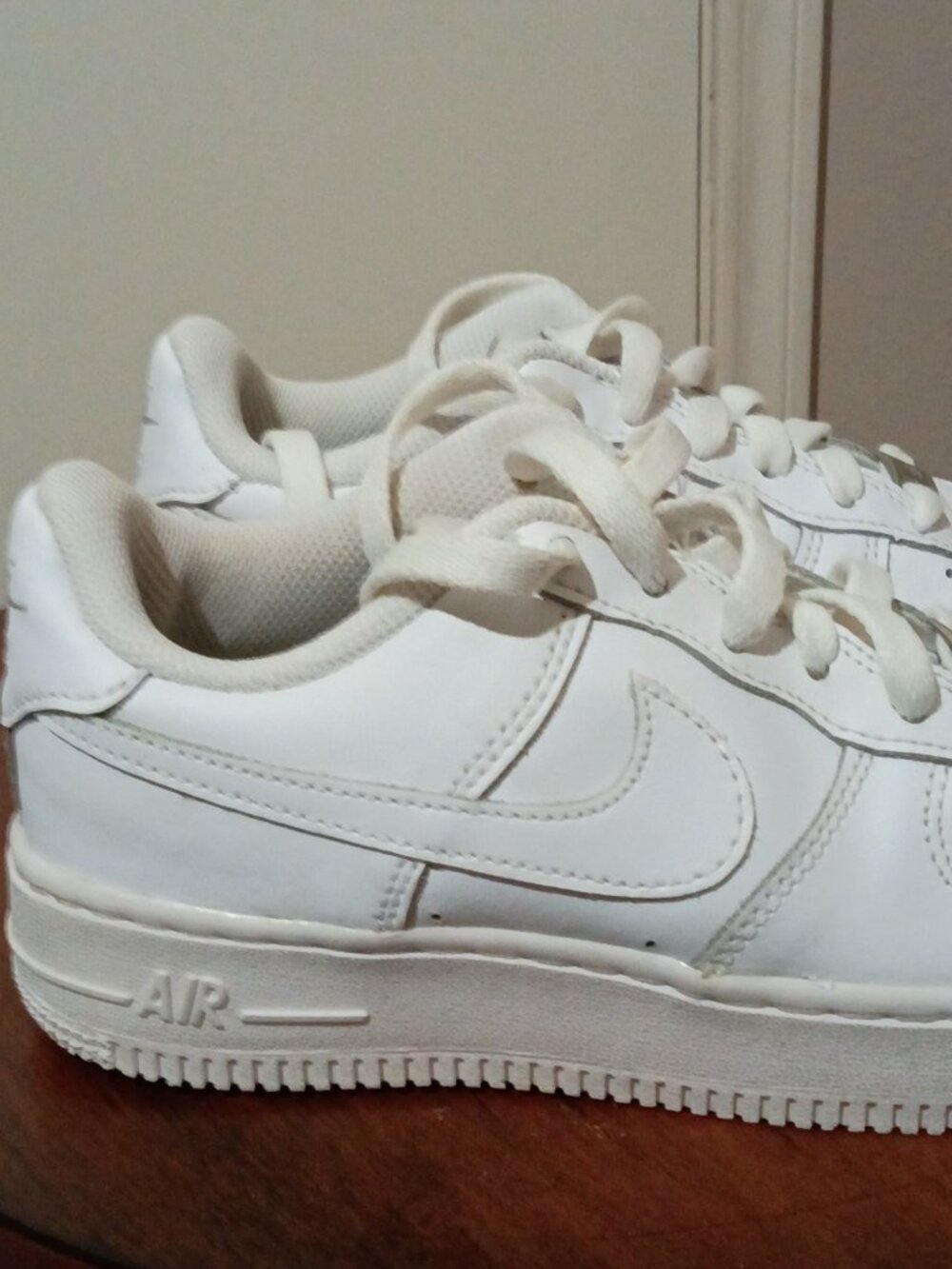 Nike Air Force 1 Low White Leather Lace Up Sneakers Kids Size 3.5Y DH2920-111 - Picture 4 of 14
